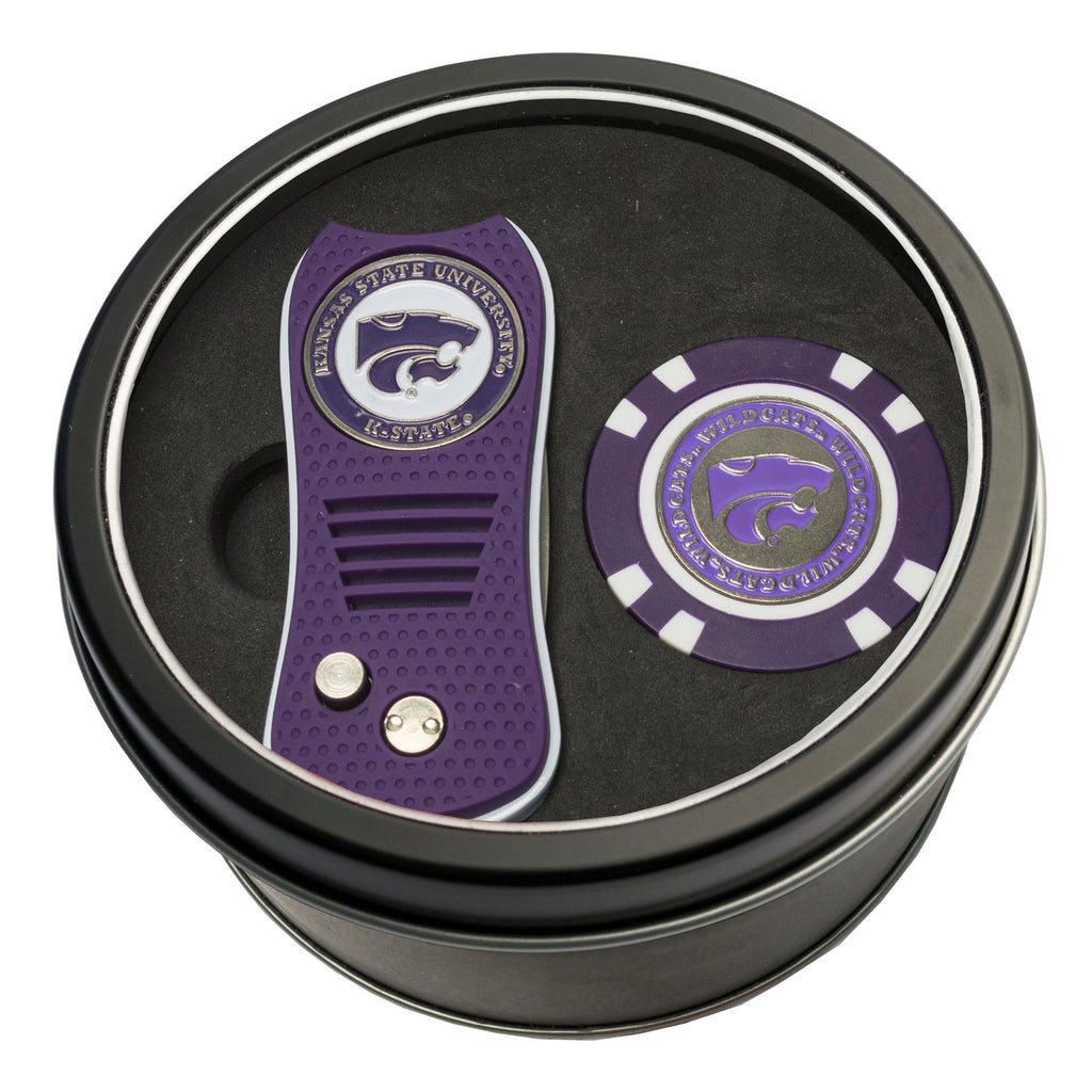 Team Golf Kansas St Golf Gift Sets - Tin - Divot Tool & Poker Chip - 