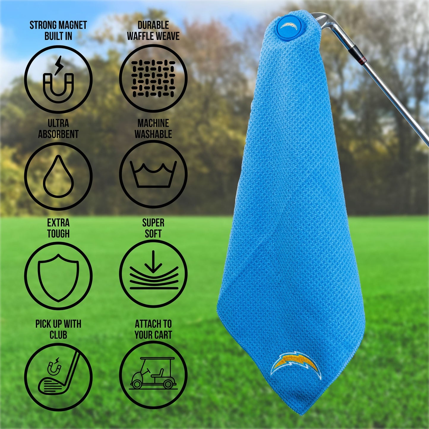 Team Golf LA Chargers Magnetic Golf Towel - Team Golf USA