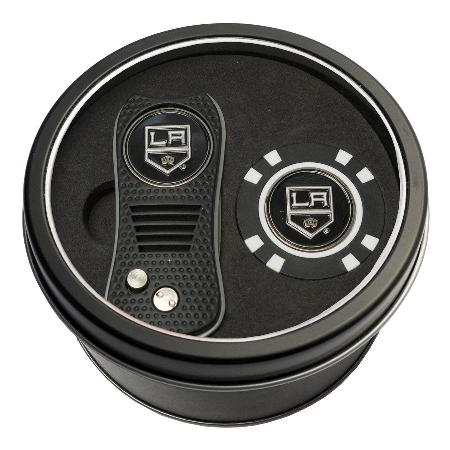 Team Golf LA Kings Golf Gift Sets - Tin - Divot Tool & Poker Chip - 