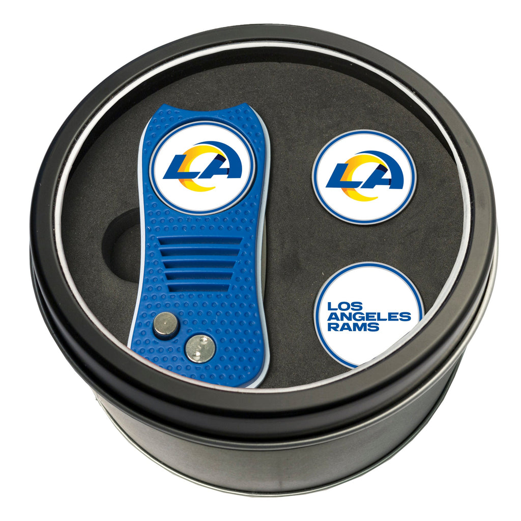 Team Golf LA Rams Golf Gift Sets - Tin-Divot Tool & 2 Markers -