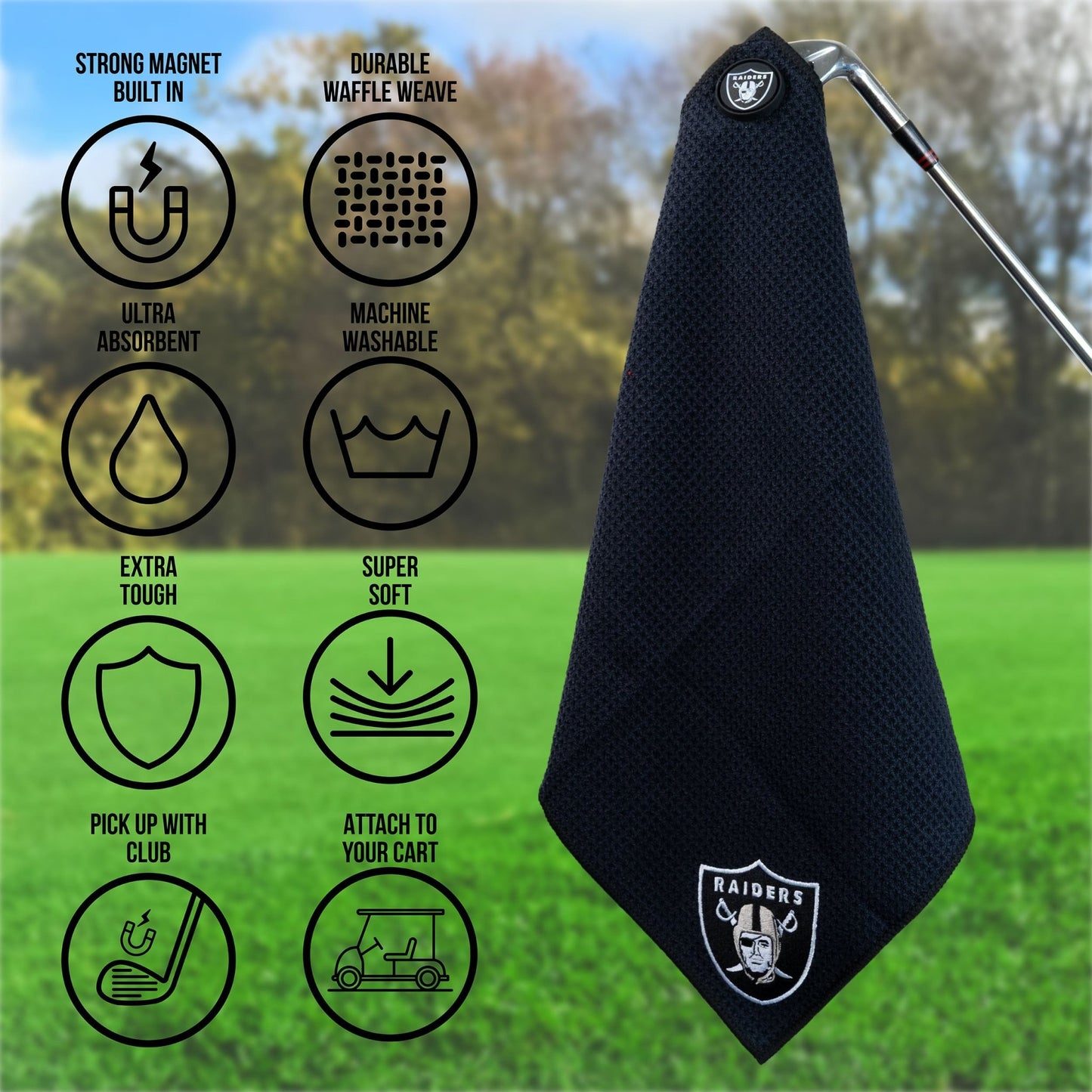 Team Golf Las Vegas Raiders Magnetic Golf Towel - Team Golf USA