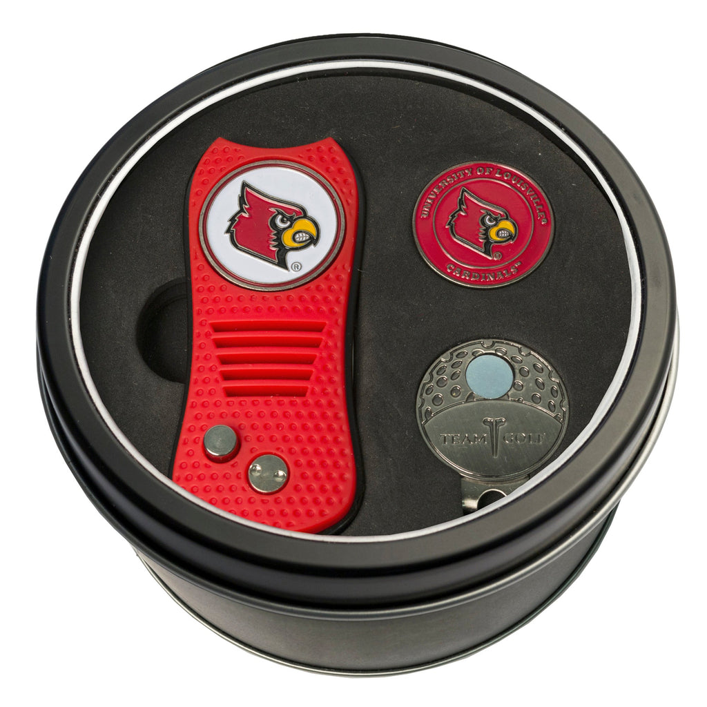 Team Golf Louisville Golf Gift Sets - Tin - Divot Tool & Hat Clip - 