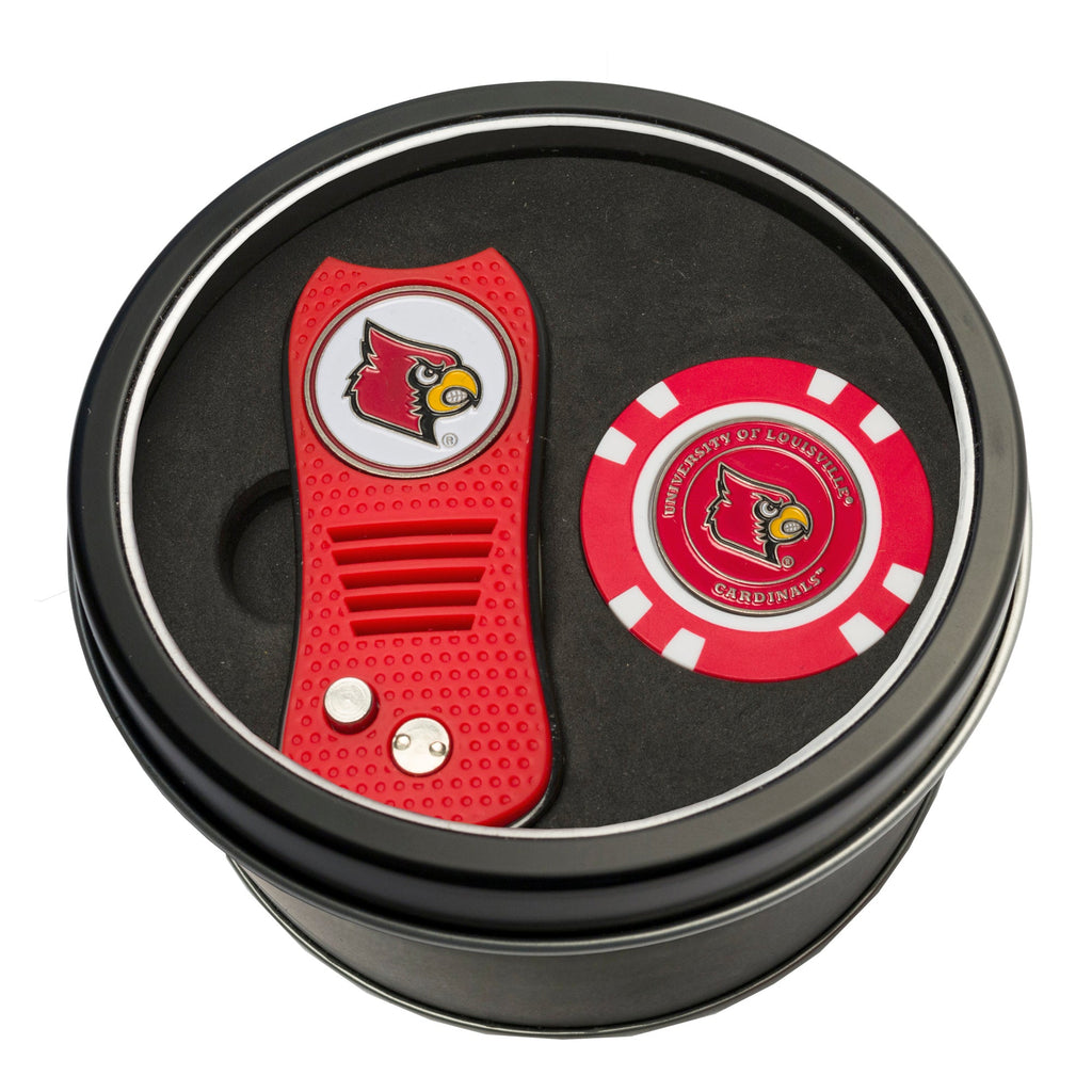 Team Golf Louisville Golf Gift Sets - Tin - Divot Tool & Poker Chip - 