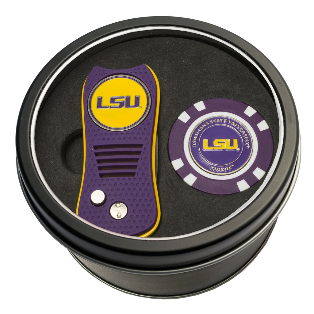 Team Golf LSU Golf Gift Sets - Tin - Divot Tool & Poker Chip - 