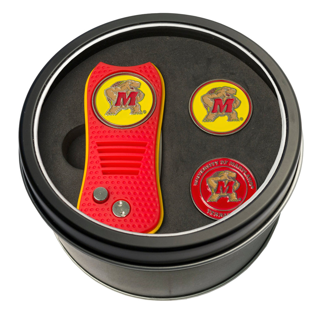 Team Golf Maryland Golf Gift Sets - Tin - Divot Tool & 2 Markers - 