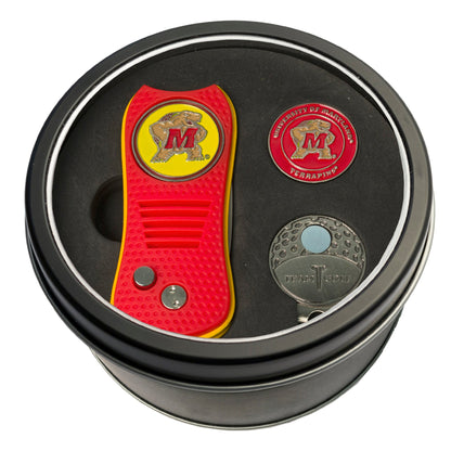 Team Golf Maryland Golf Gift Sets - Tin - Divot Tool & Hat Clip - 
