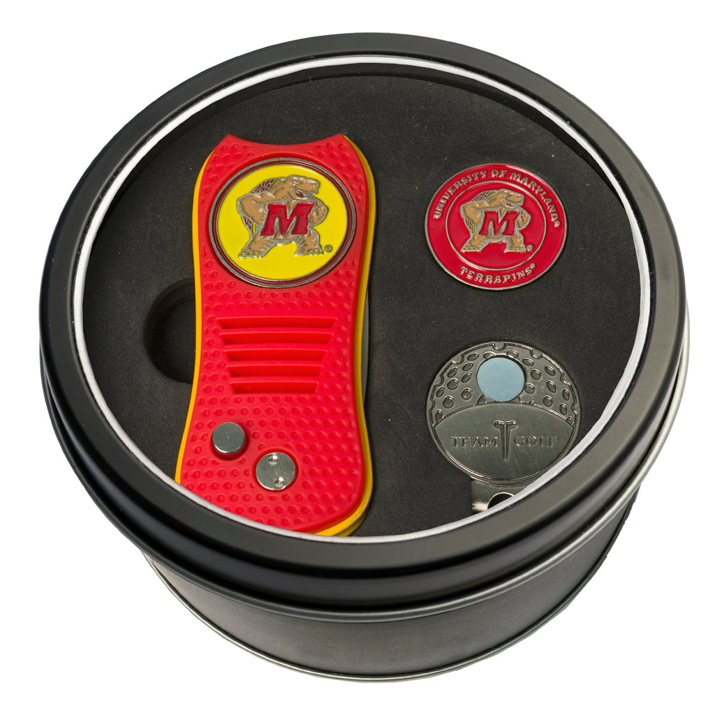 Team Golf Maryland Golf Gift Sets - Tin - Divot Tool & Hat Clip - 