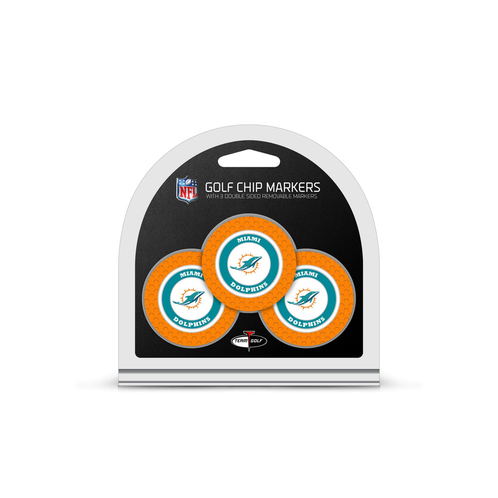 Team Golf MIA Dolphins Ball Markers - 3 Pack Golf Chip Markers - 