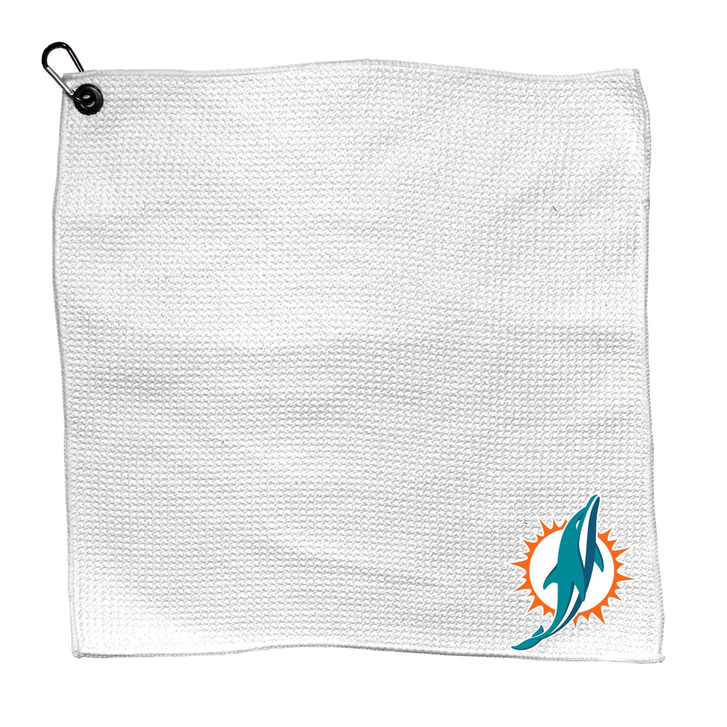 Team Golf MIA Dolphins Golf Towels - Microfiber 15X15 White - 