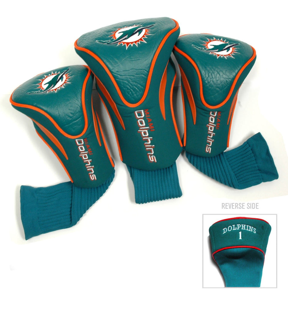 Team Golf Miami Dolphins DR/FW Headcovers - 3 Pack Contour - Embroidered