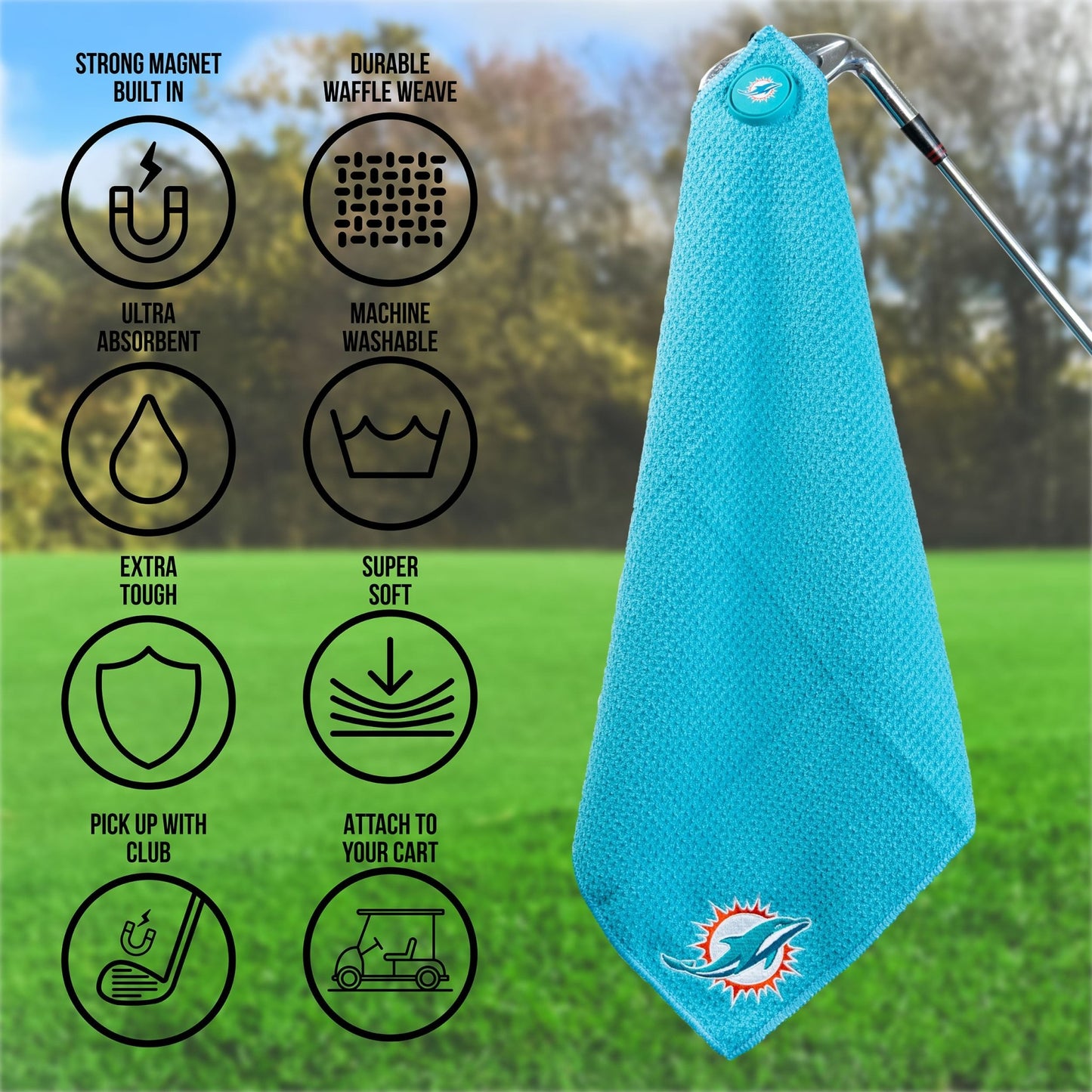 Team Golf Miami Dolphins Magnetic Golf Towel - Team Golf USA
