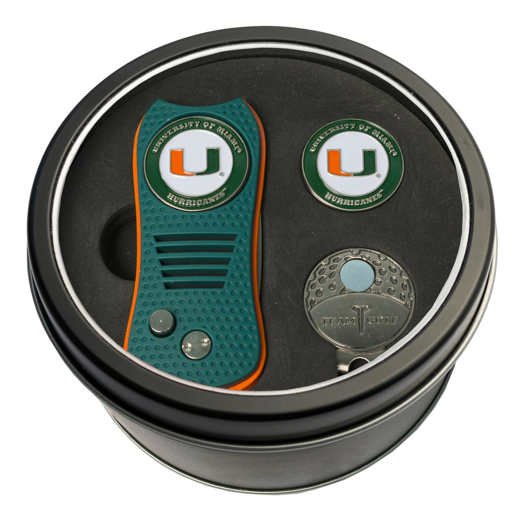 Team Golf Miami Golf Gift Sets - Tin - Divot Tool & Hat Clip - 