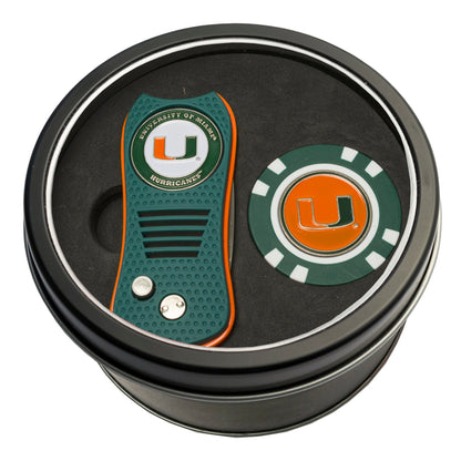Team Golf Miami Golf Gift Sets - Tin - Divot Tool & Poker Chip - 