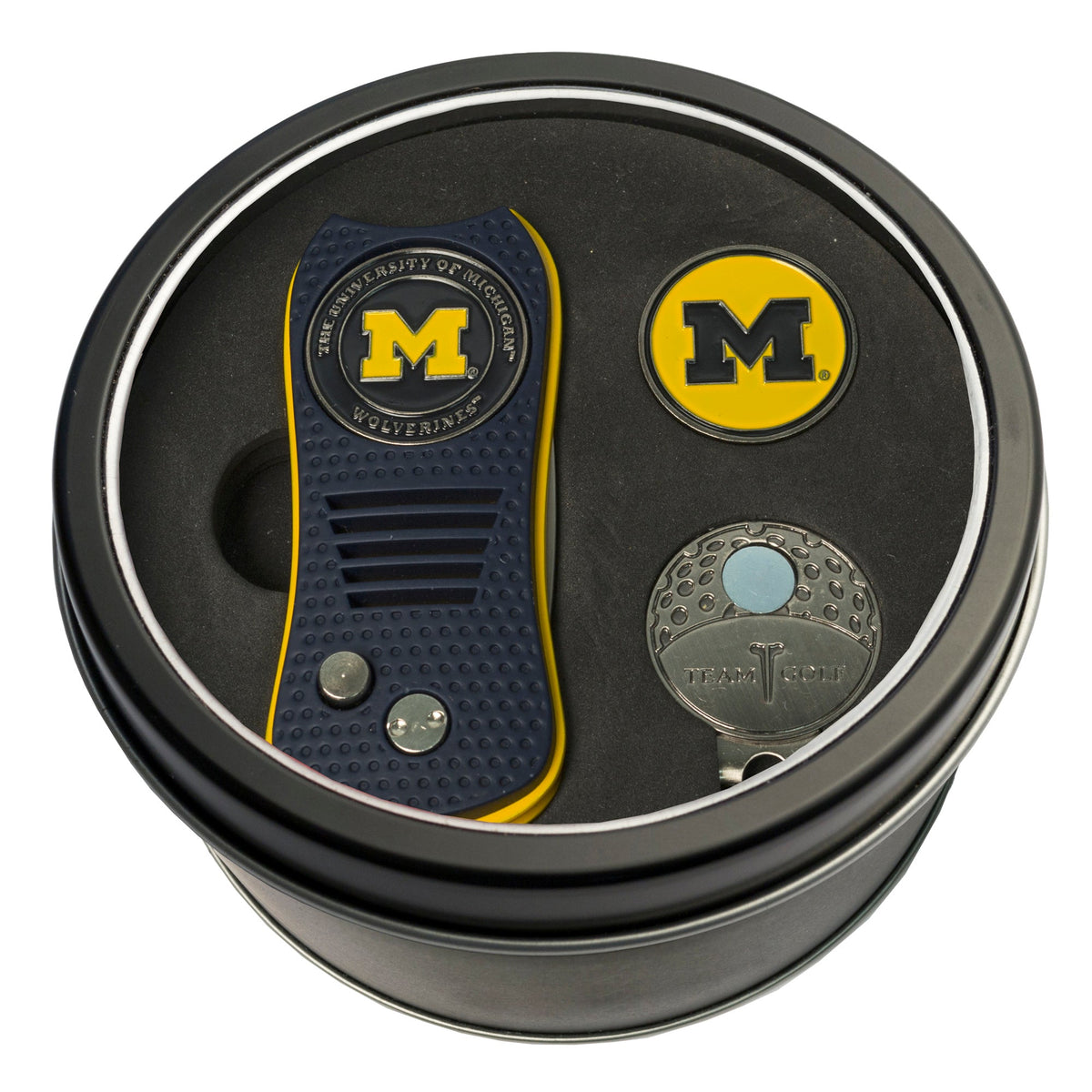 Team Golf Michigan Golf Gift Sets - Tin - Divot Tool & Hat Clip - 