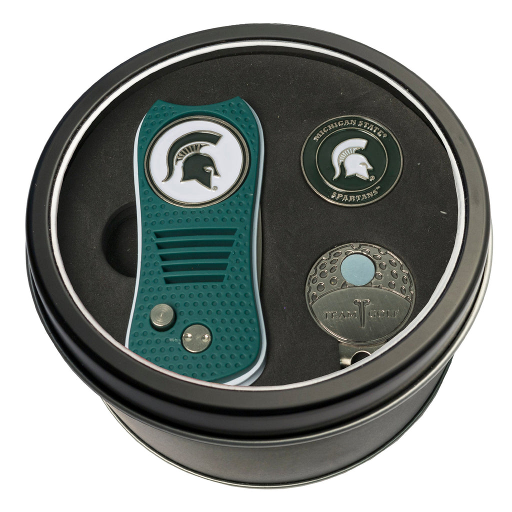 Team Golf Michigan St Golf Gift Sets - Tin - Divot Tool & Hat Clip - 