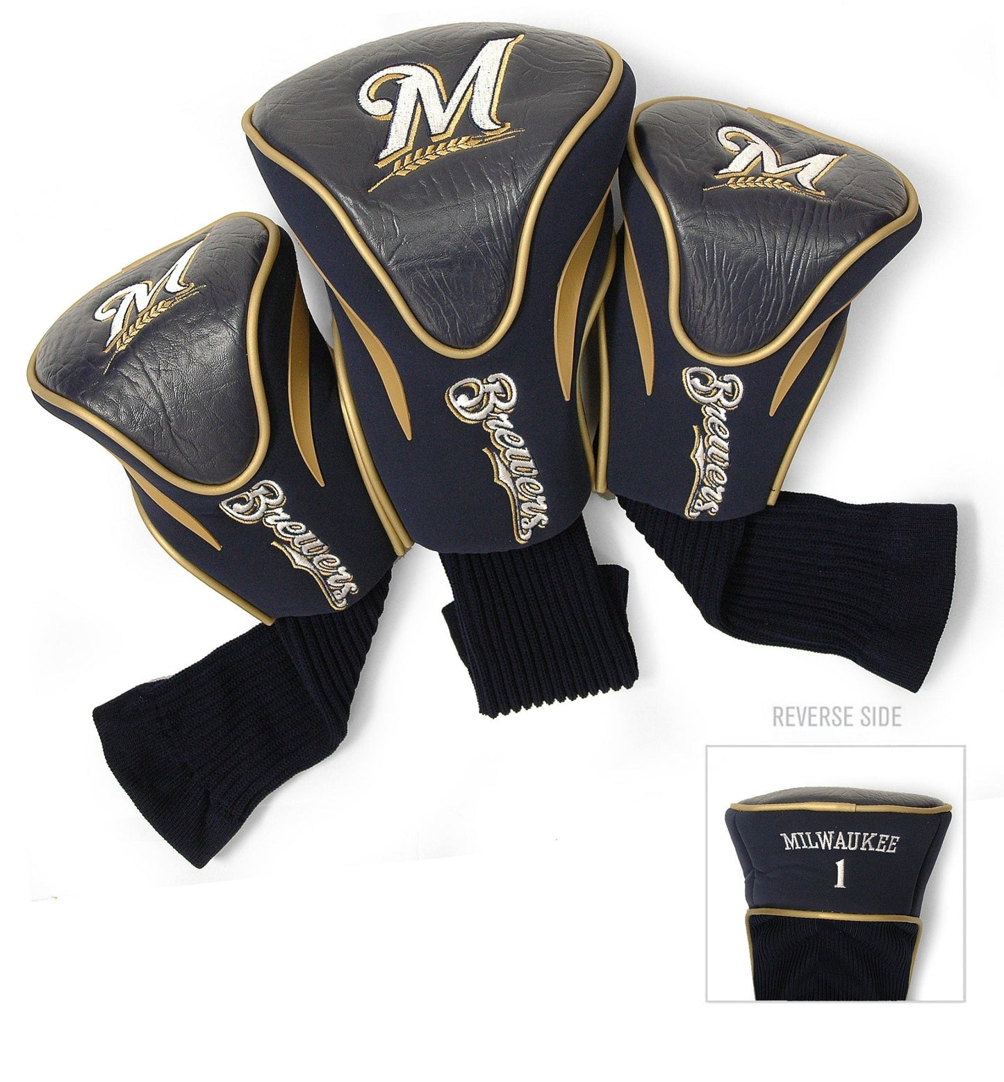 Team Golf Milwaukee Brewers DR/FW Headcovers - 3 Pack Contour - Embroidered