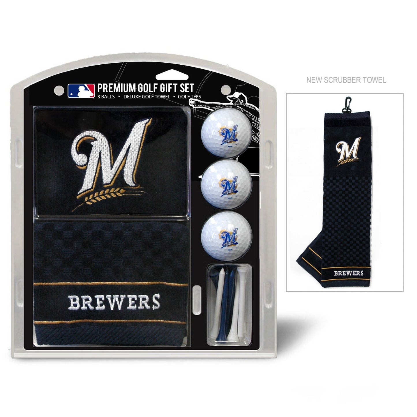 Team Golf Milwaukee Brewers Golf Gift Sets - Embroidered Towel Gift Set - 