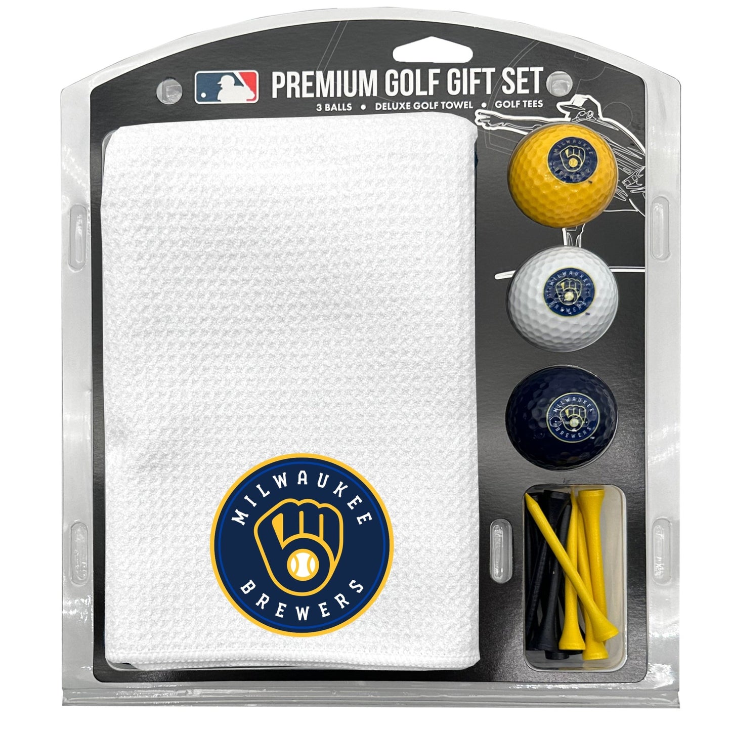 Team Golf Milwaukee Brewers Golf Gift Sets - Microfiber Towel Gift Set - White - 