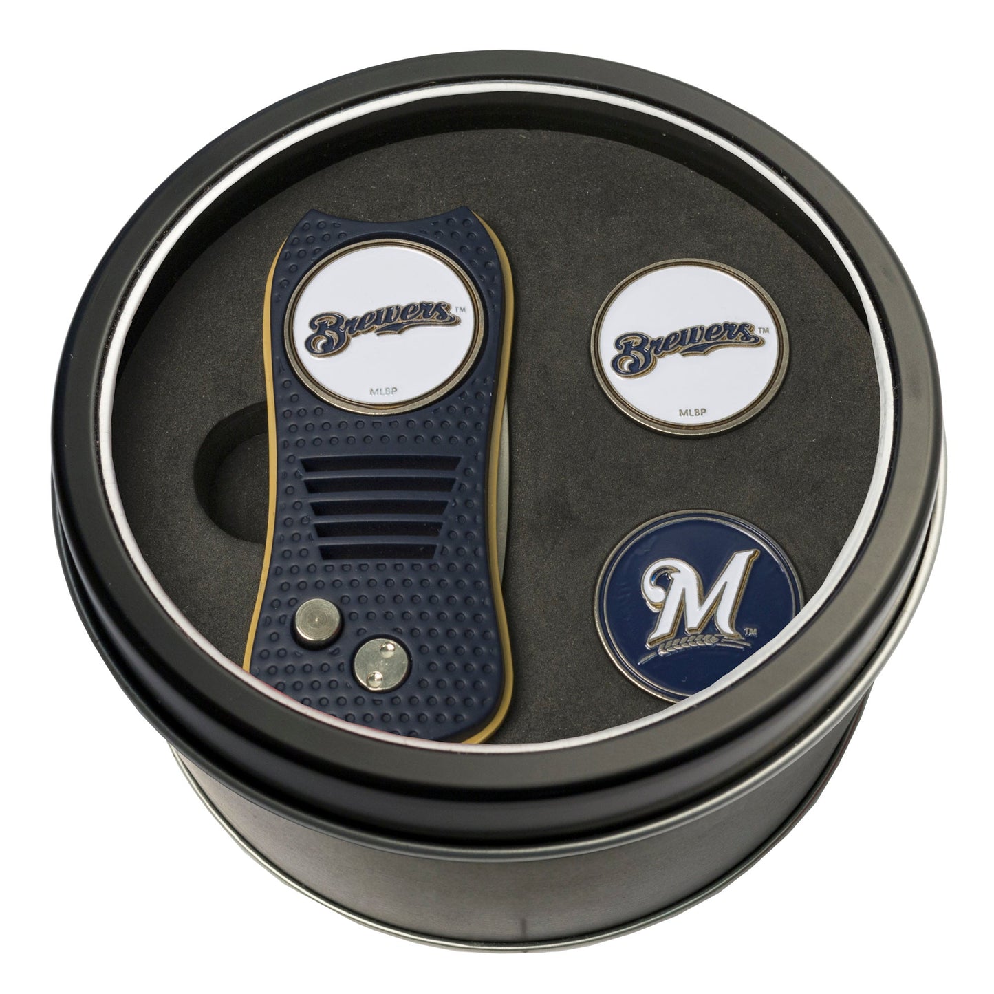 Team Golf Milwaukee Brewers Golf Gift Sets - Tin - Divot Tool & 2 Markers - 