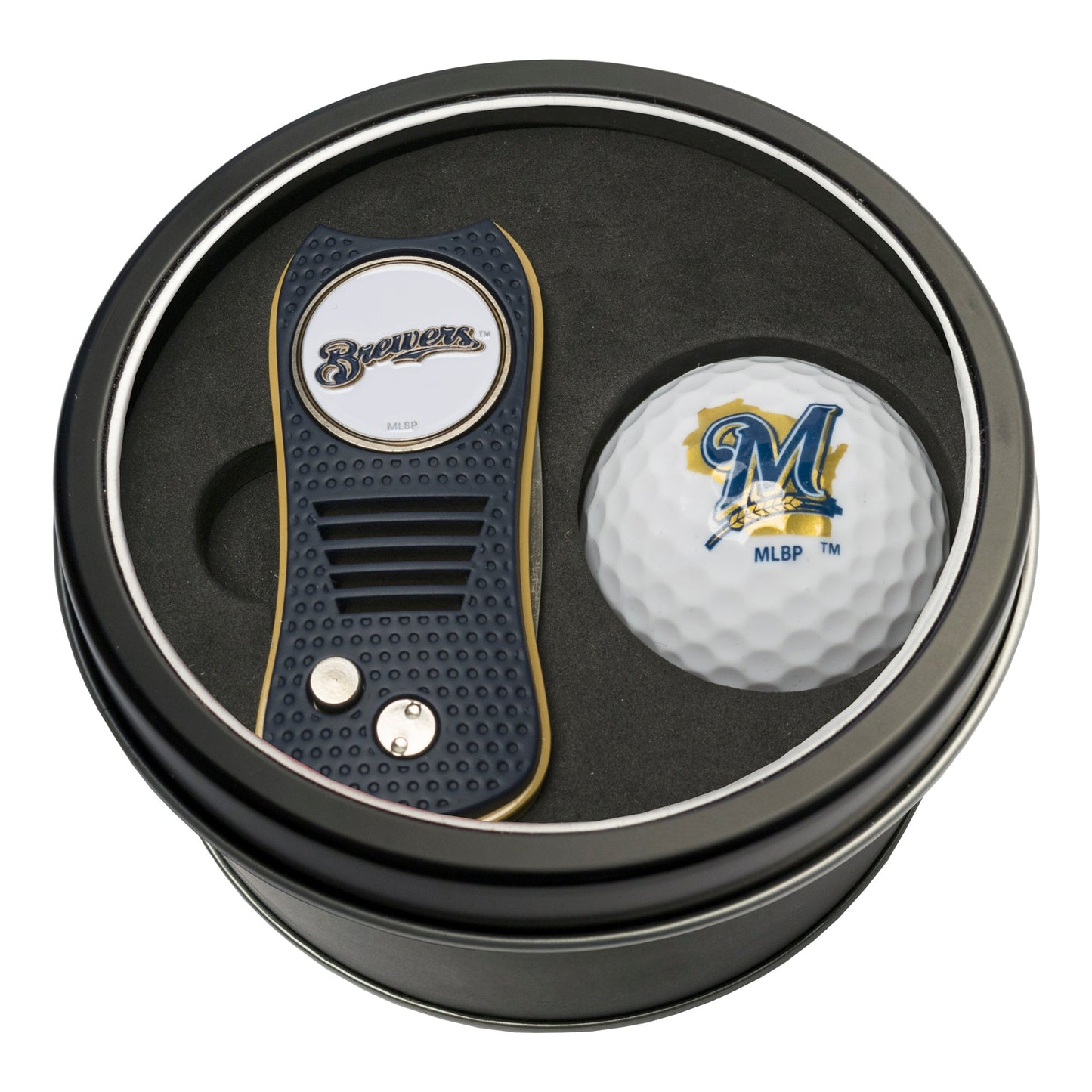 Team Golf Milwaukee Brewers Golf Gift Sets - Tin - Divot Tool & Golf Ball - 