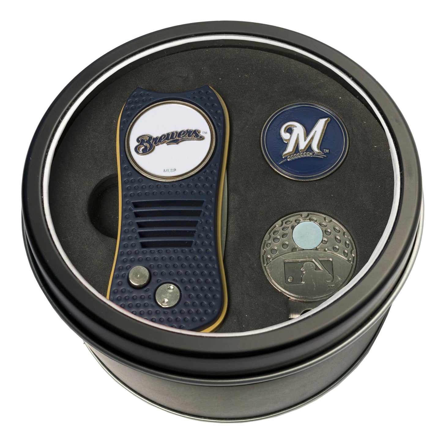 Team Golf Milwaukee Brewers Golf Gift Sets - Tin - Divot Tool & Hat Clip - 