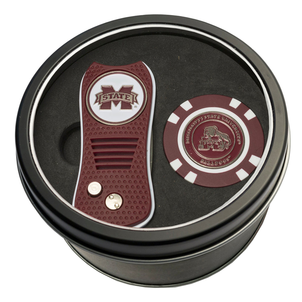 Team Golf Mississippi St Golf Gift Sets - Tin - Divot Tool & Poker Chip - 