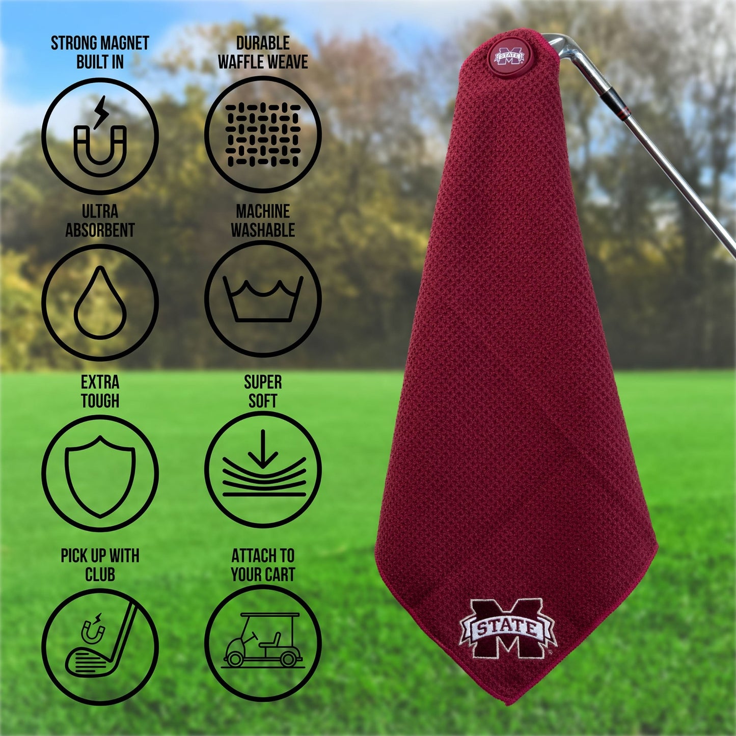 Team Golf Mississippi State Magnetic Golf Towel - Team Golf USA