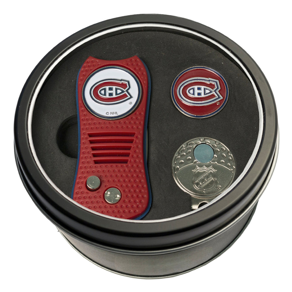 Team Golf MTL Canadiens Golf Gift Sets - Tin - Divot Tool & Hat Clip - 