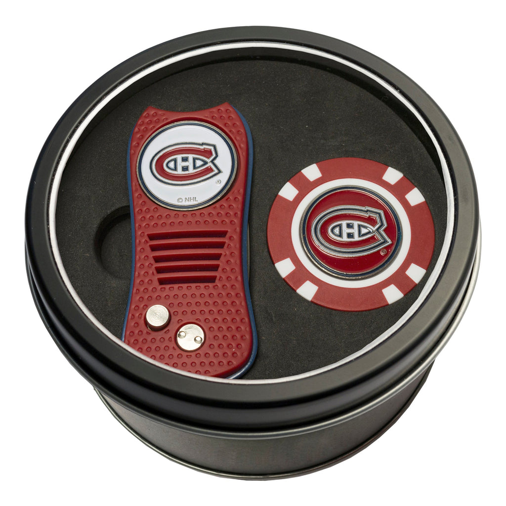 Team Golf MTL Canadiens Golf Gift Sets - Tin - Divot Tool & Poker Chip - 