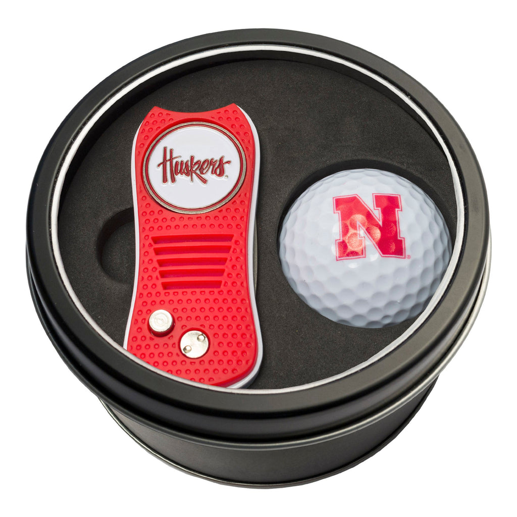 Team Golf Nebraska Golf Gift Sets - Tin - Divot Tool & Golf Ball - 