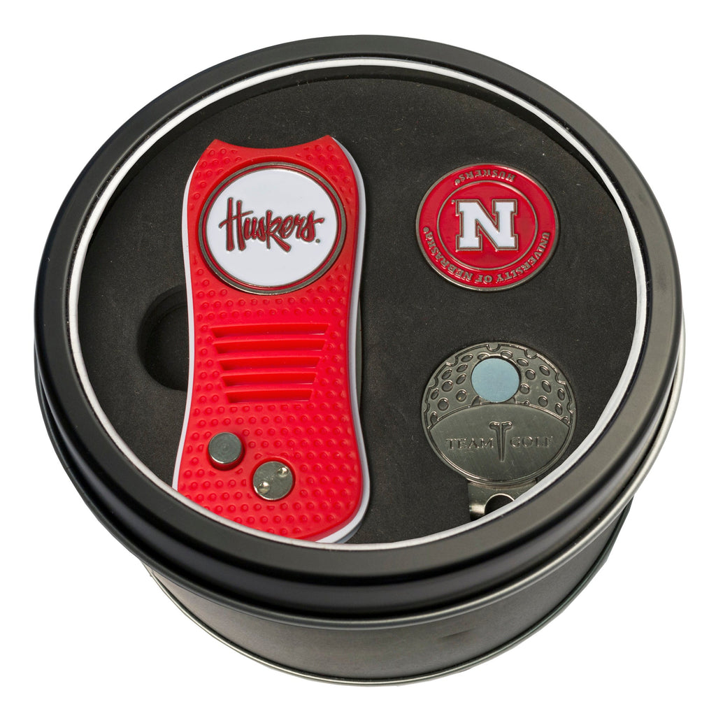 Team Golf Nebraska Golf Gift Sets - Tin - Divot Tool & Hat Clip - 