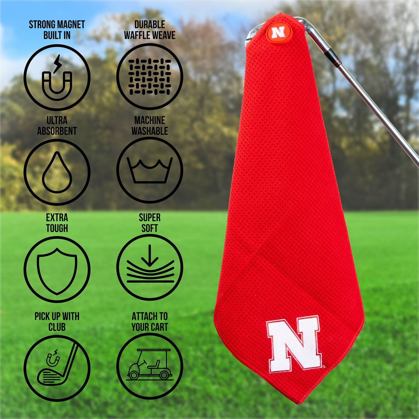 Team Golf Nebraska Magnetic Golf Towel - Team Golf USA