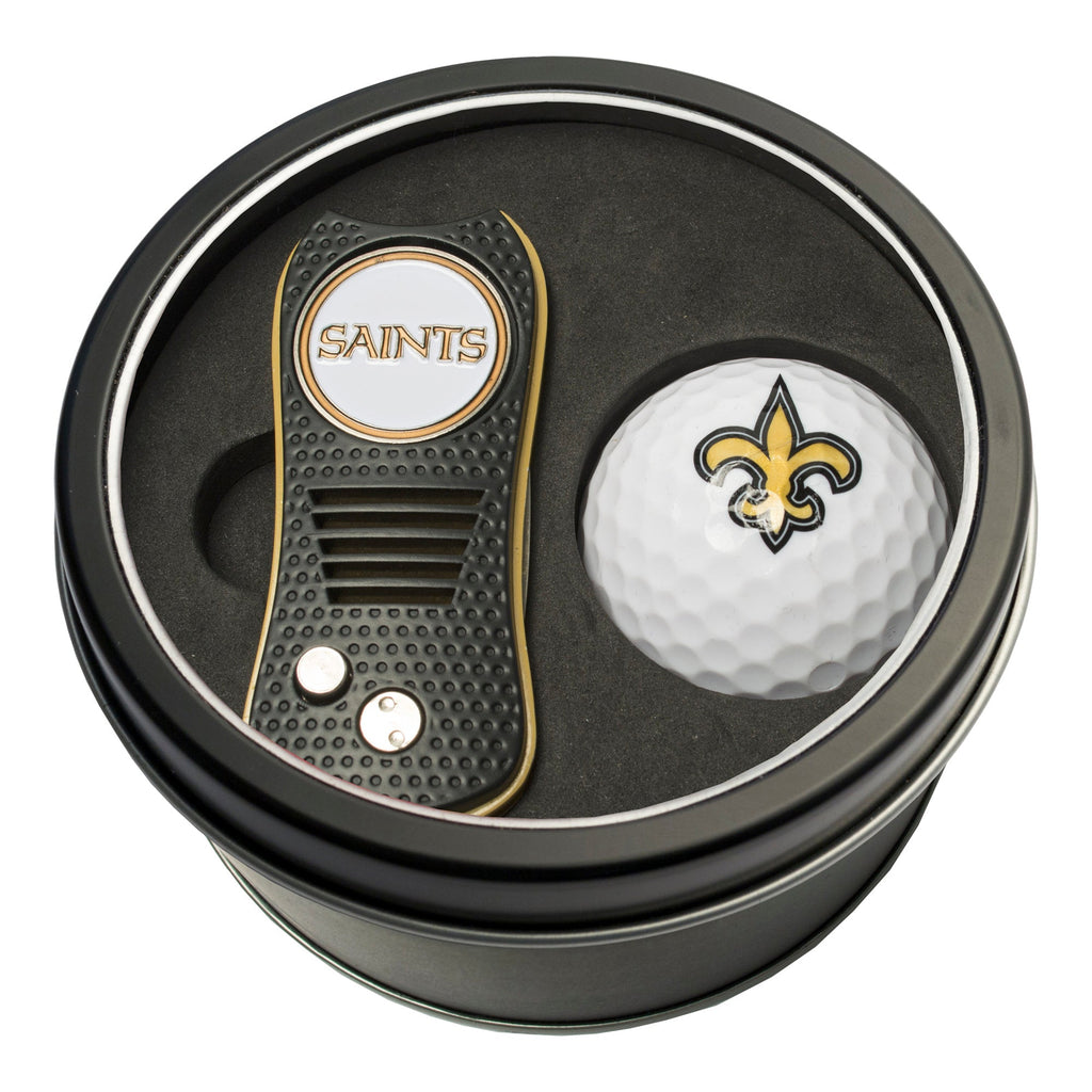 Team Golf New Orleans Saints Golf Gift Sets - Tin-Divot Tool & Golf Ball -