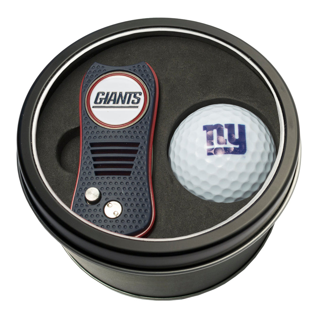 Team Golf New York Giants Golf Gift Sets - Tin-Divot Tool & Golf Ball -