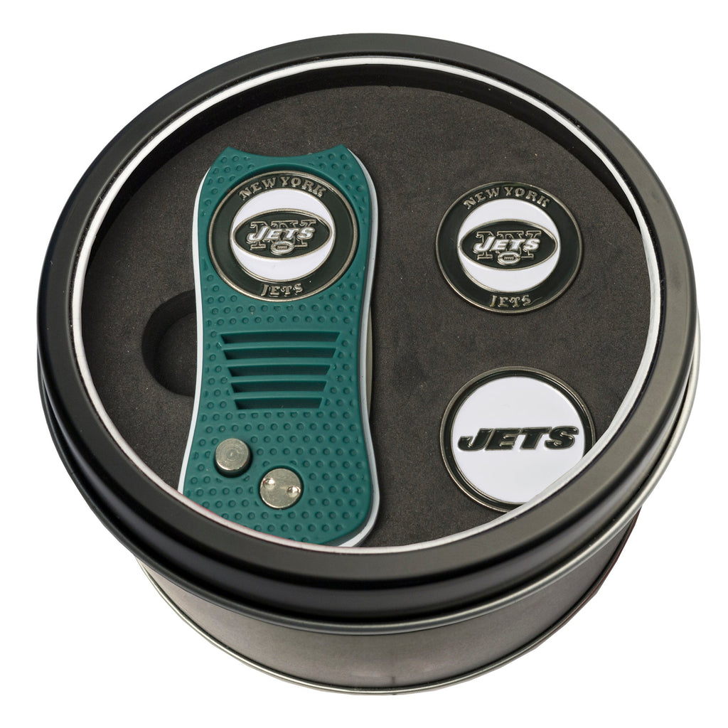 Team Golf New York Jets Golf Gift Sets - Tin-Divot Tool & 2 Markers -