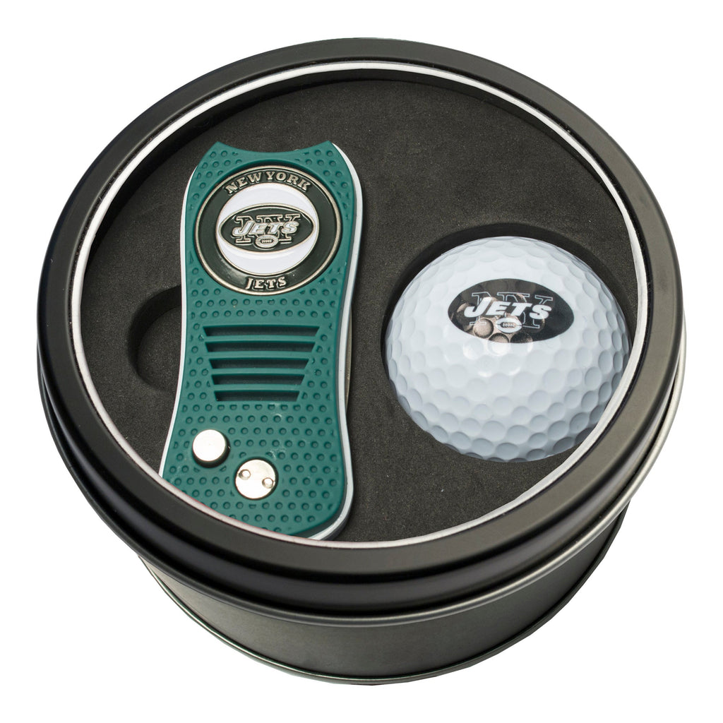 Team Golf New York Jets Golf Gift Sets - Tin-Divot Tool & Golf Ball -