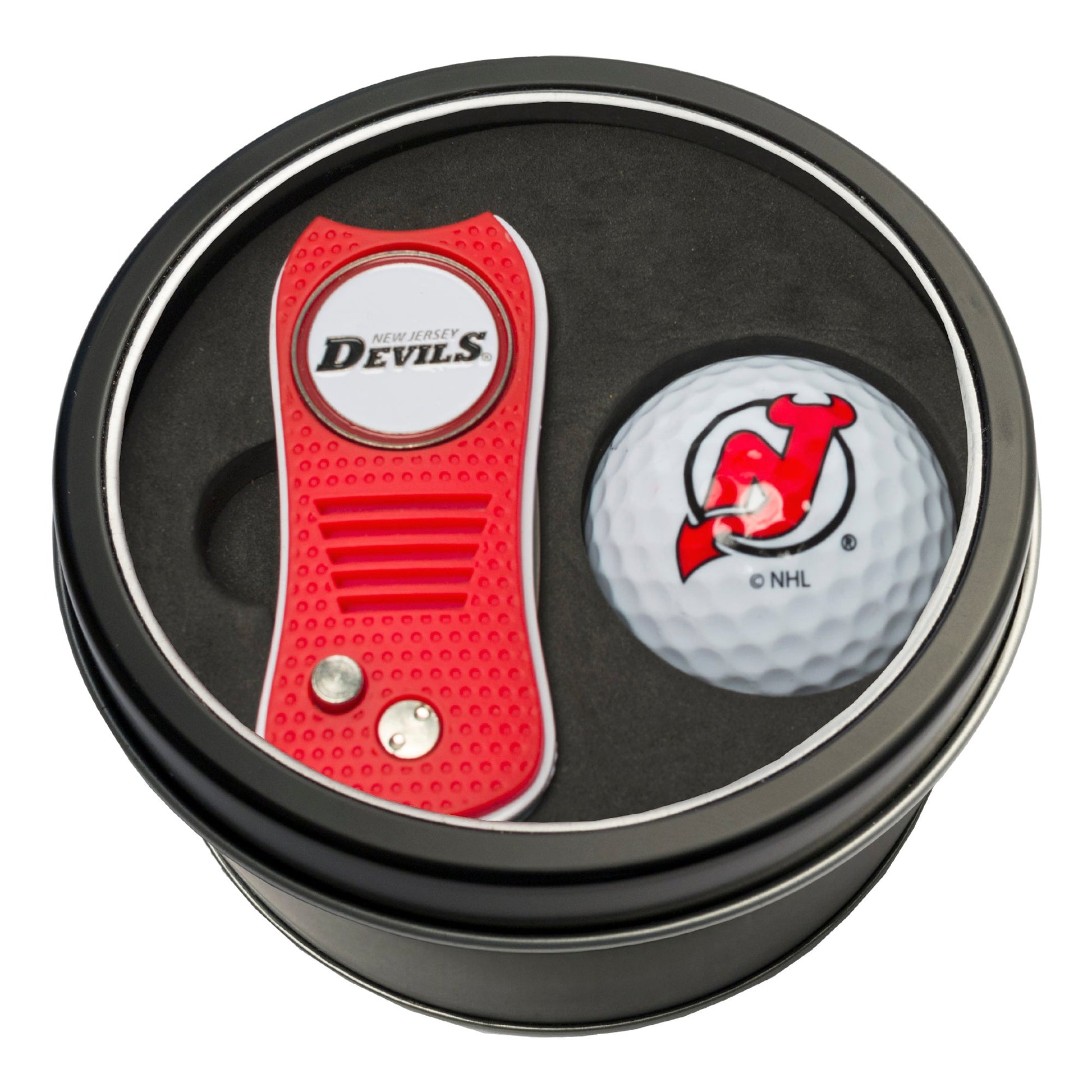 Team Golf NJ Devils Golf Gift Sets - Tin - Divot Tool & Golf Ball - 