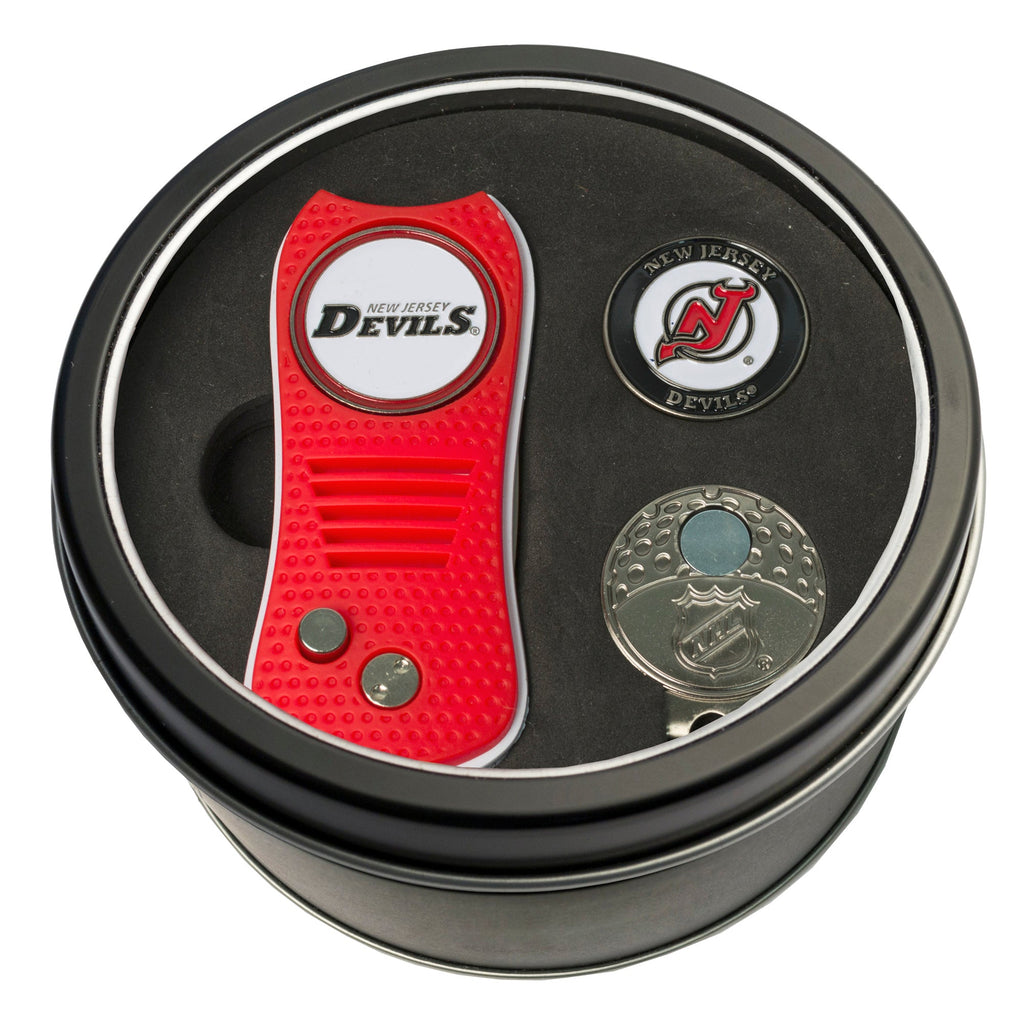 Team Golf NJ Devils Golf Gift Sets - Tin - Divot Tool & Hat Clip - 