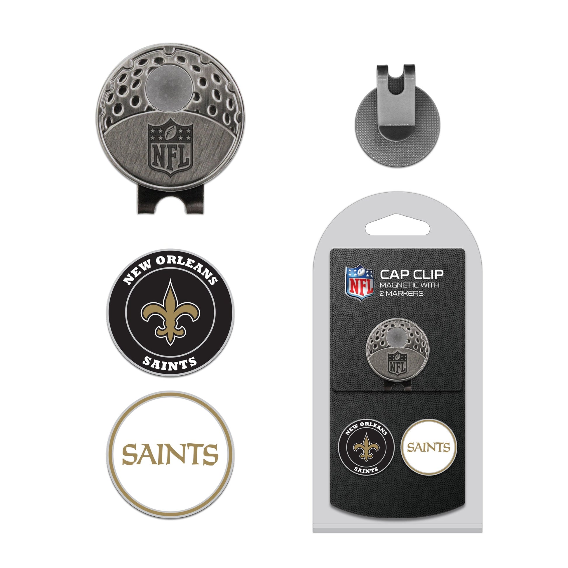 Team Golf NO Saints Ball Markers - Hat Clip - 2 markers - 