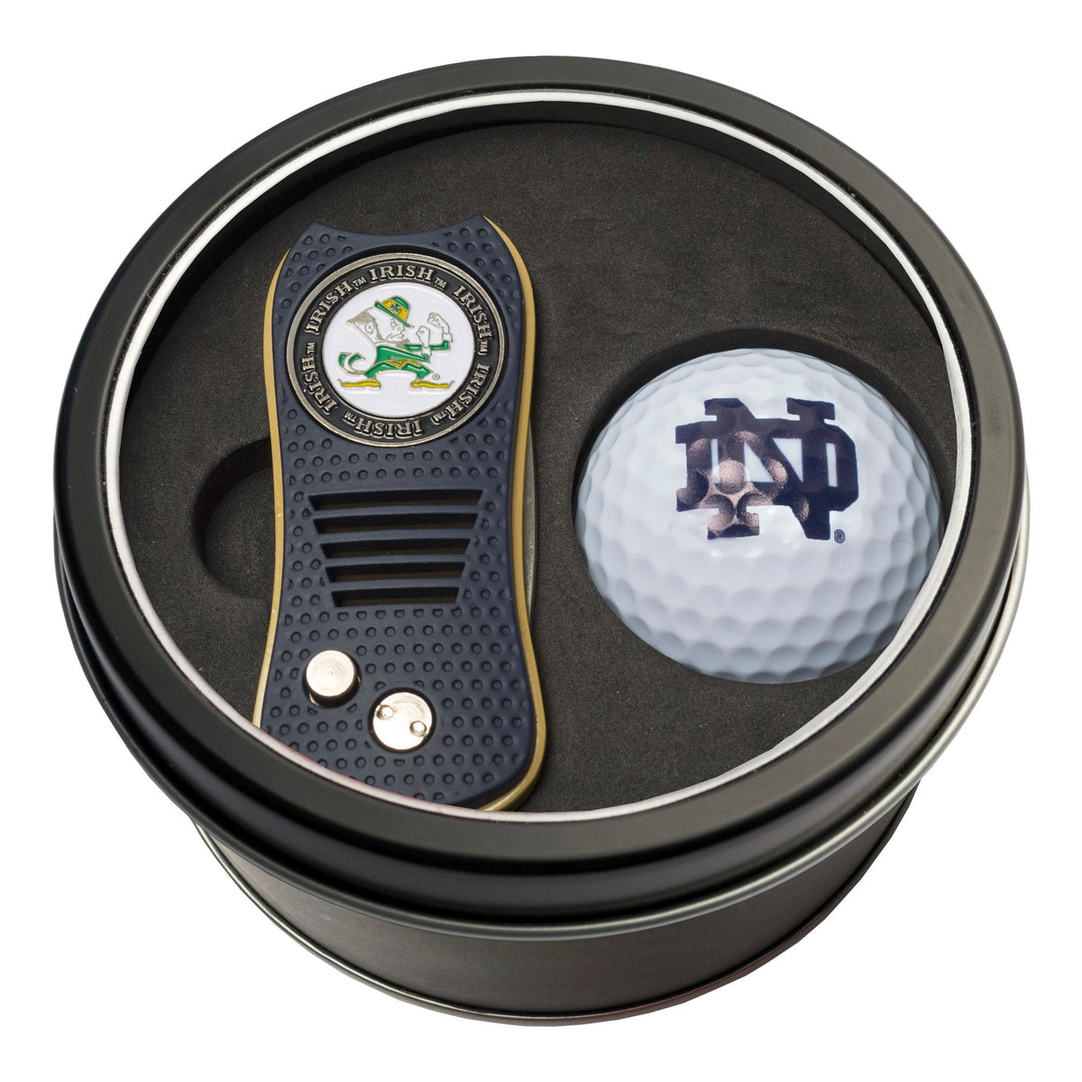 Team Golf Notre Dame Golf Gift Sets - Tin - Divot Tool & Golf Ball - 