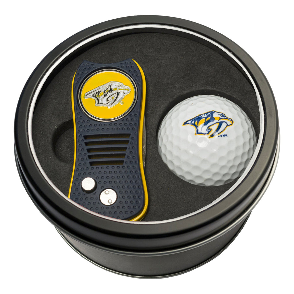 Team Golf NSH Predators Golf Gift Sets - Tin - Divot Tool & Golf Ball - 