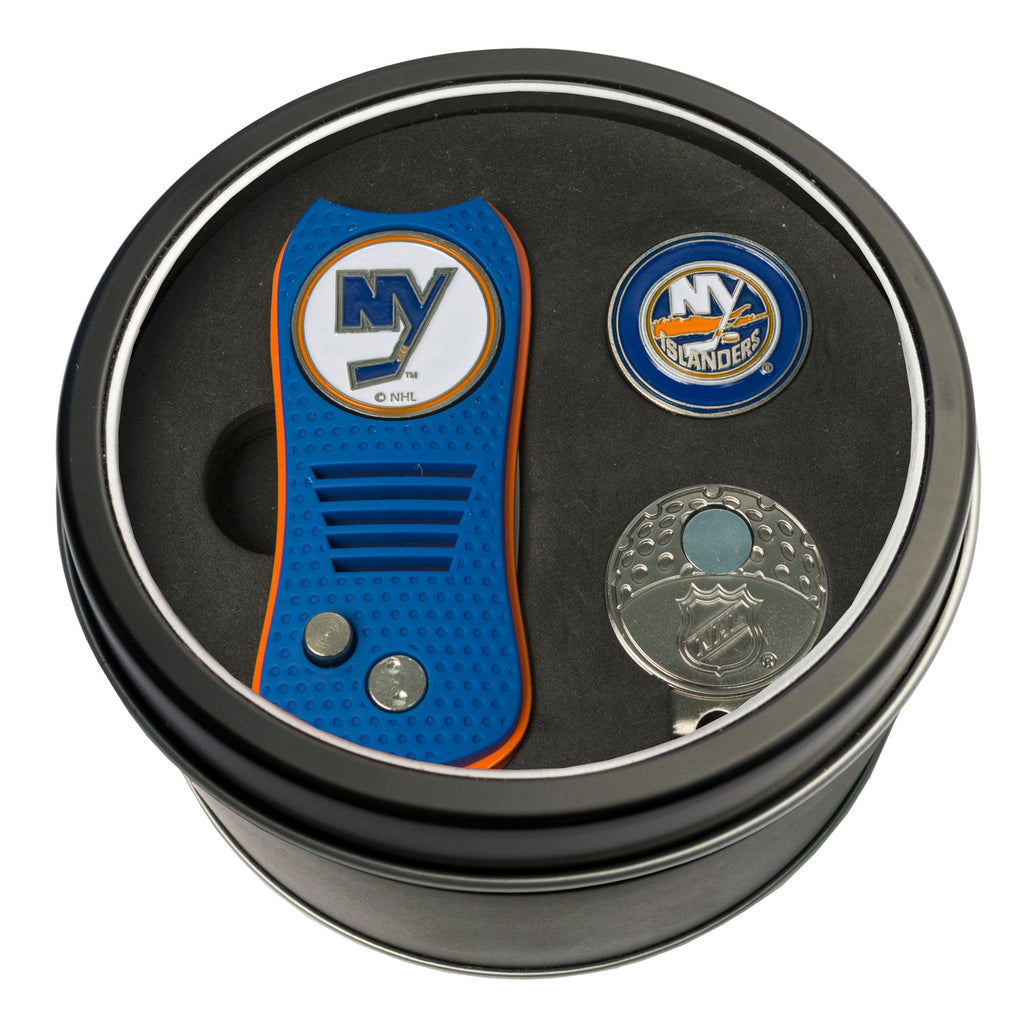 Team Golf NY Islanders Golf Gift Sets - Tin - Divot Tool & Hat Clip - 