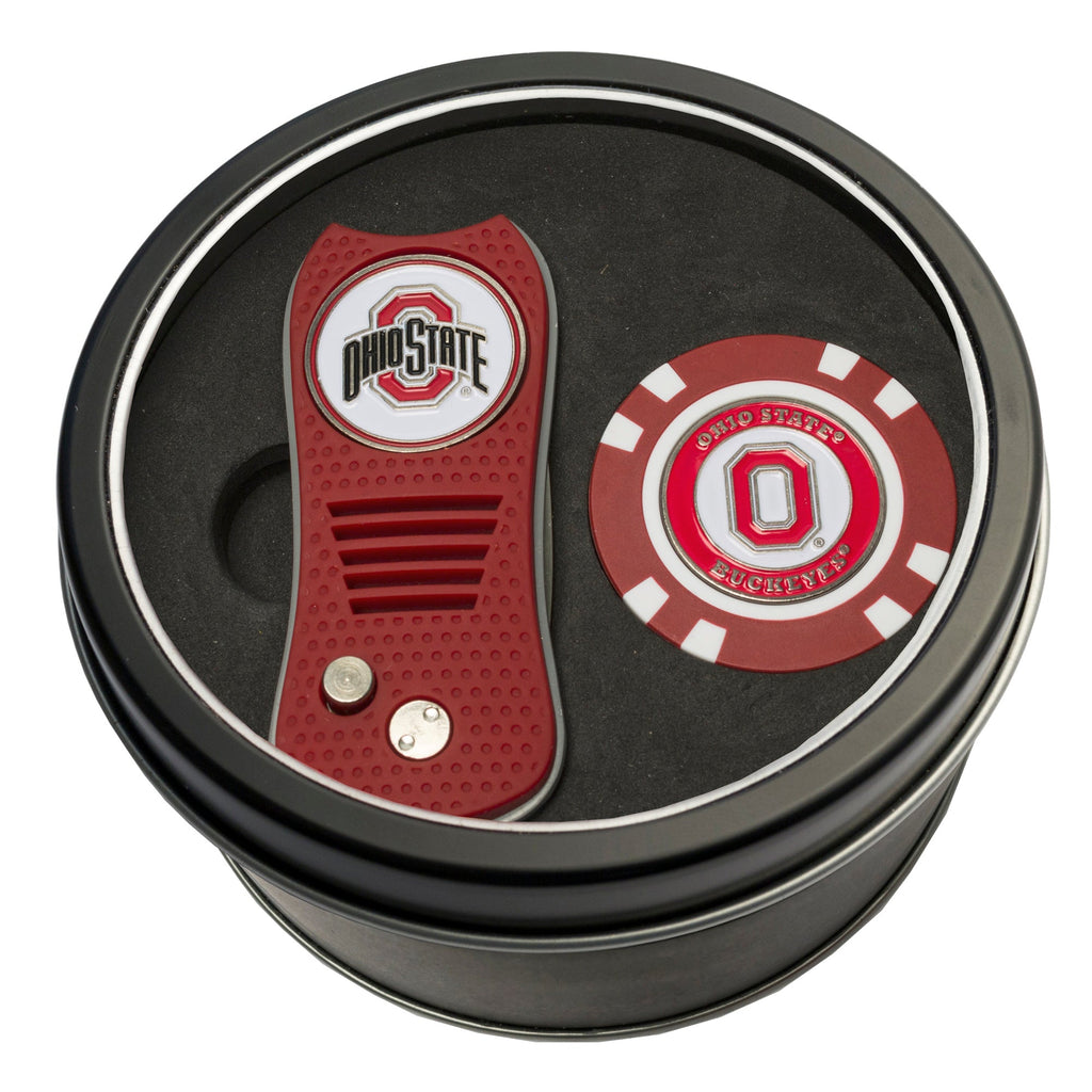 Team Golf Ohio St Golf Gift Sets - Tin - Divot Tool & Poker Chip - 