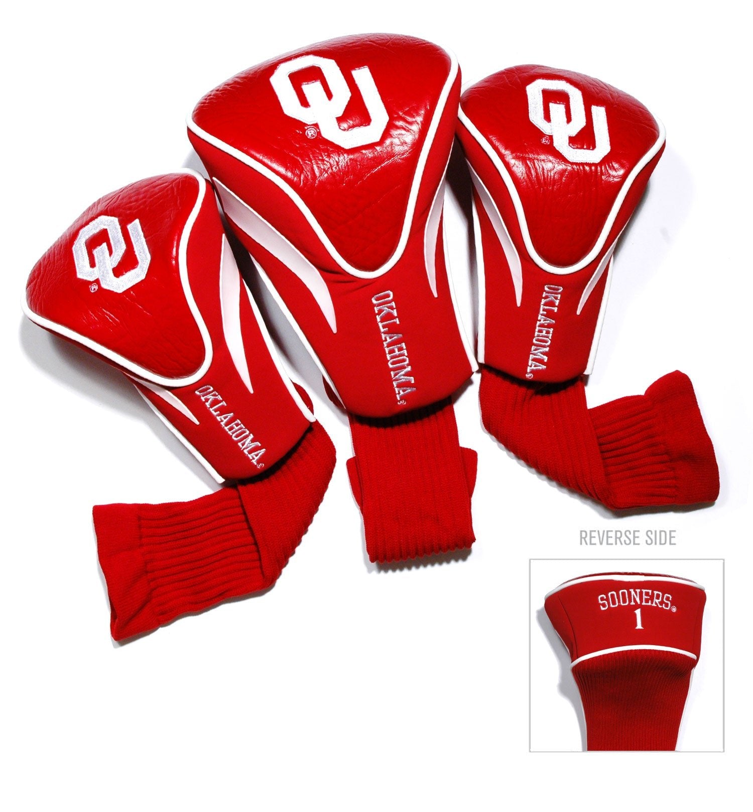 Team Golf Oklahoma DR/FW Headcovers - 3 Pack Contour - Embroidered