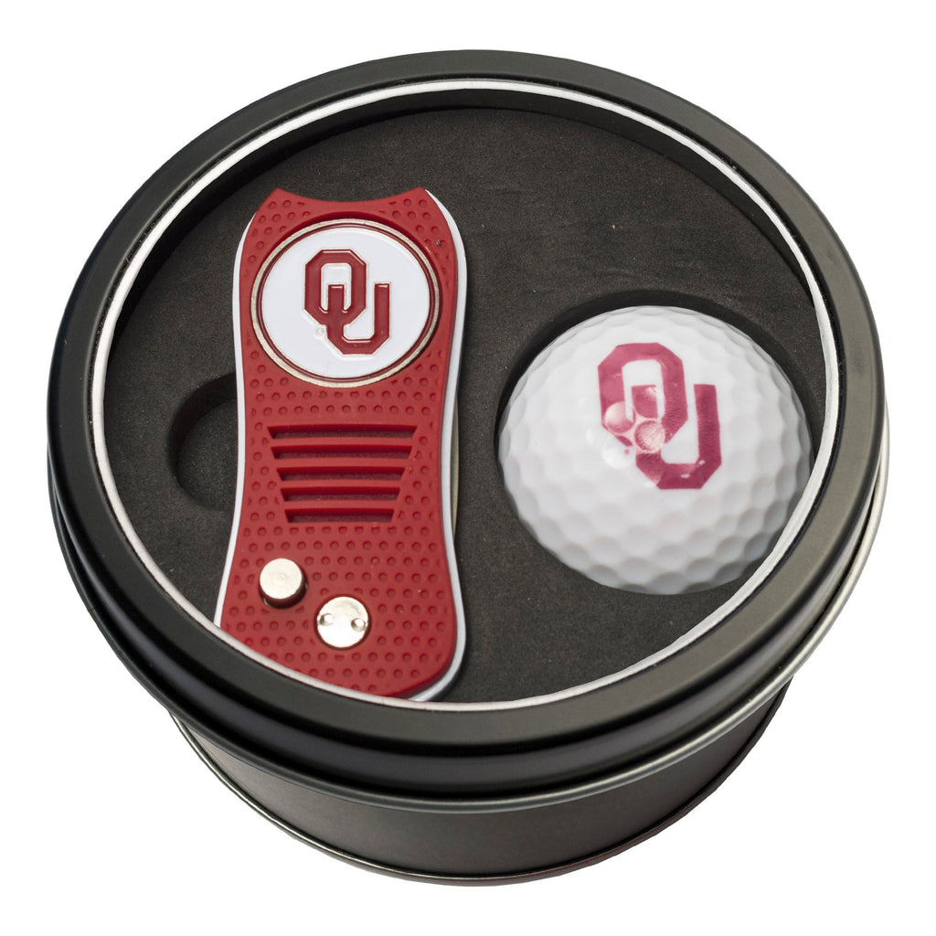 Team Golf Oklahoma Golf Gift Sets - Tin - Divot Tool & Golf Ball - 