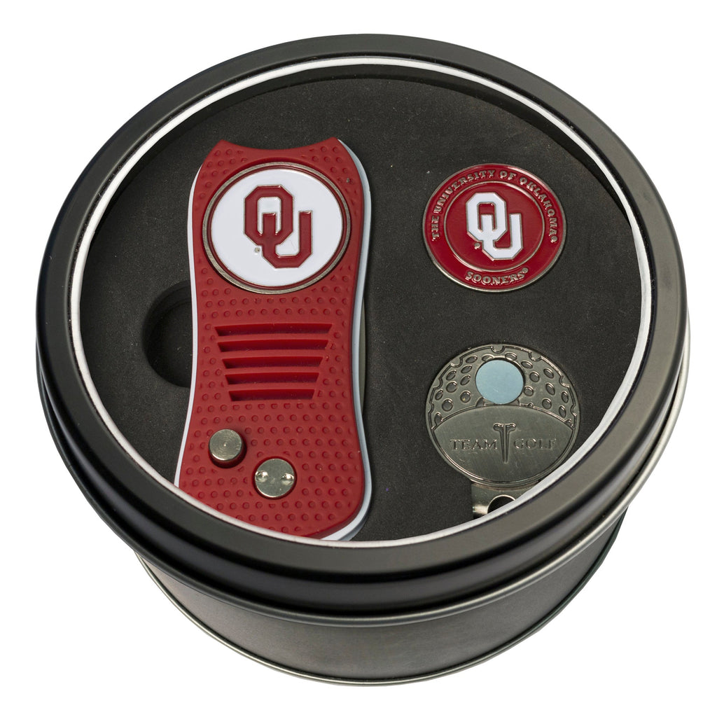 Team Golf Oklahoma Golf Gift Sets - Tin - Divot Tool & Hat Clip - 