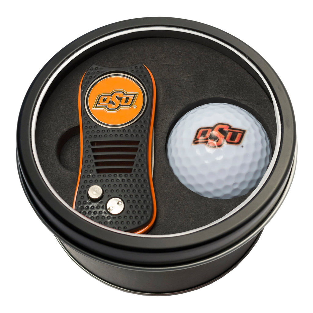 Team Golf Oklahoma St Golf Gift Sets - Tin - Divot Tool & Golf Ball - 