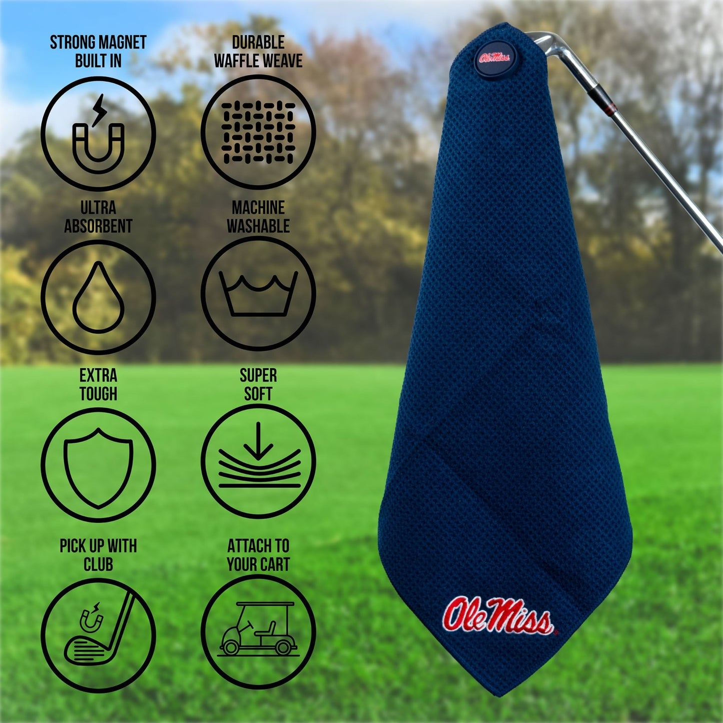Team Golf Ole Miss Magnetic Golf Towel - Team Golf USA