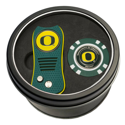 Team Golf Oregon Golf Gift Sets - Tin - Divot Tool & Poker Chip - 