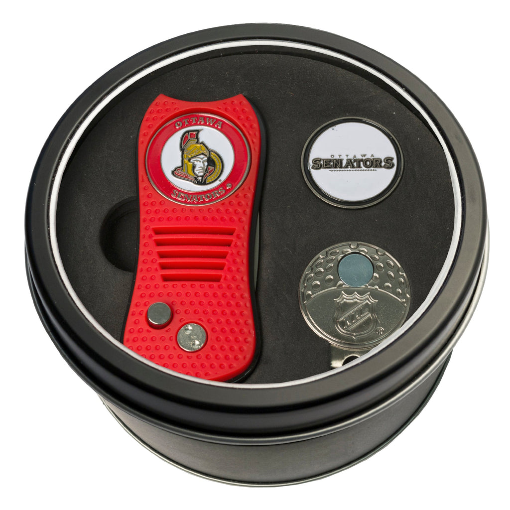 Team Golf OTT Senators Golf Gift Sets - Tin - Divot Tool & Hat Clip - 